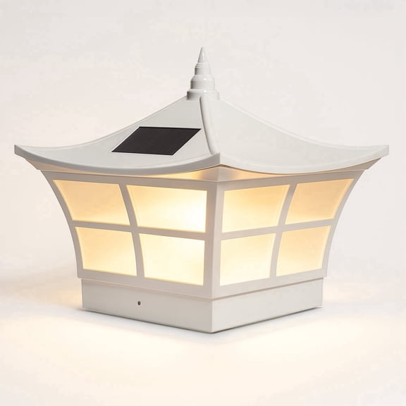 Classy Caps Ambience Solar Post Cap - Fits 5"x5" and 4"x4" Posts - Lit Candle Effect - White Vinyl (PVC)