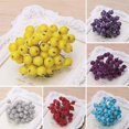 thumbnail image 3 of 40 piezas de mini flores artificiales decorativas de acebo, bayas y frutas escarchadas para Navidad, color morado, 3 of 5
