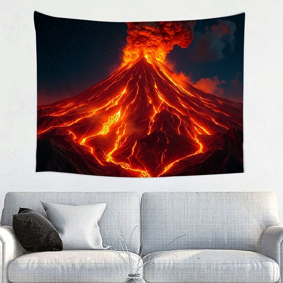 GooTPa Volcanic Eruption Theme Tapestry, Dramatic Volcano Wall Art for Bedroom, Living Room, Dorm, or Apartment Decor - 40x30in