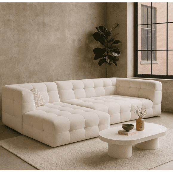 Sala Modular AIRJOL™ YY-27 Ivory | Sofá Modular Capitonado de Inspiración Italiana para Sala Moderna y de Lujo