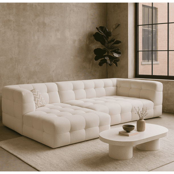 Sala Modular AIRJOL™ YY-27 Ivory | Sofá Modular Capitonado de Inspiración Italiana para Sala Moderna y de Lujo