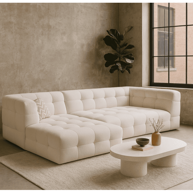 Sala Modular AIRJOL™ YY-27 Ivory | Sofá Modular Capitonado de Inspiración Italiana para Sala Moderna y de Lujo