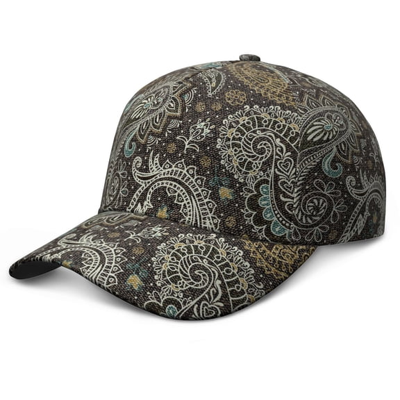 Vintage Retro Baseball Cap – Ethnic Floral Geometric Colorful Art Paisley Boho Abstract Decorative Pattern Mandala Exotic Artistic Elegant Classic Chic