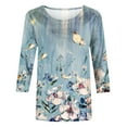 thumbnail image 5 of Babysbule Printed Loose 3/4 Sleeves Round Neck Casual Blouses & Tops Women's, 5 of 5