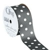 Offray Ribbon, Pewter Grey with White Polka Dot 1 1/2 inch Grosgrain Polyester Ribbon, 9 feet