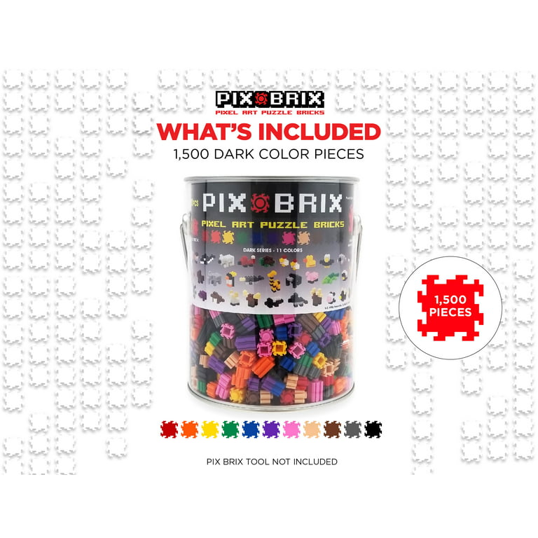 Pix Brix Pixel Art Puzzle Bricks Paint Can - 1,500 Piece Pixel Art Kit with  11 Colors, Light Palette - Patented Interlocking Building Bricks, Create 2D  and 3D Builds - Ages 6 Plus 