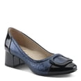 thumbnail image 3 of Azura Women's BABYSTEPS Slip-On Pump – Metallic Leather with Sculptural Buckle and Architectural Block Heel, 3 of 9