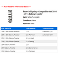 thumbnail image 2 of Rear Coil Spring - Compatible with 2014 - 2016 Subaru Forester 2015, 2 of 2