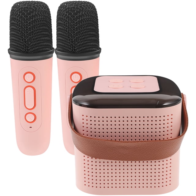 Mini Altavoz Portátil Para Karaoke Con 2 Micrófonos, Potente Estéreo Para Fiestas En Casa, Efecto De Luz Rgb, Fácil De Conectar, Elegante Y Moderno.(A)
