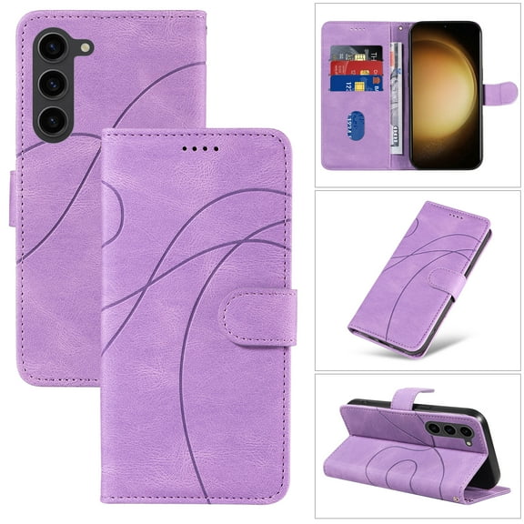Dteck for Samsung Galaxy S22 Plus Wallet Case, Premium PU Leather Flip Folio Card Holders Kickstand Book Folding Case with Detachable Wrist Strap Shockproof Protective Cover, purple