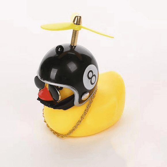 Qianli Bike Bell, Rubber Duck Bike Accessories with LED Lights Cute Propeller Handlebar Bike Horn for Toddlers Adults Outdoor Sports (Black 8)