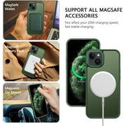 Magnetic for iPhone 13 Case/iPhone 14 Case Compatible with Magsafe Translucent Matte Slim Anti-Scratch Military Grade Protective Phone Case for iPhone 13/iPhone 14 for Men, Deep Green