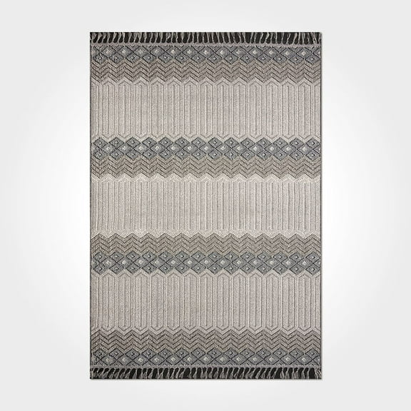 Reina Grey Geometric Polyester Area Rugs for Living Room Jacquard Textured Modern Rugs Soft Geometric Rug for Bedroom Mid Century Washable Rug Non-Slip Bohemian Perfect for Dining Room Office