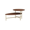 thumbnail image 5 of Dyllan Mid-Century Modern 2-Tier Coffee Table, Gold Base with Brown Top, 5 of 15