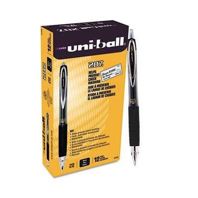UNI 61255 uni-ball Signo Gel 207 Roller Ball Retractable Gel Pen, Black Ink, Micro Fine 12Pk