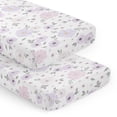 thumbnail image 1 of Sábana bajera ajustable Sweet Jojo Designs de 2 piezas con estampado floral lavanda, 1 of 6