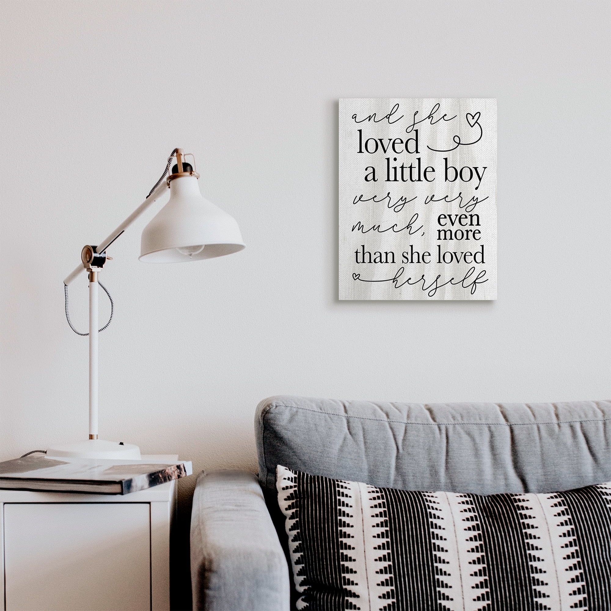 Stupell Industries Loved A Little Boy Phrase Family Home Sentiments Inspirational Painting Gallery Wrapped Canvas Art Print Wall Art, 16 x 20