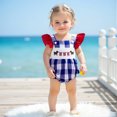 thumbnail image 2 of Okbabeha Newborn Baby Girls 4th of July Outfits Fourth of July Bubble Romper Fly Sleeve USA Flag Embroidery Bodysuits Summer Independence Day Clothes, 2 of 8