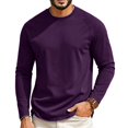 thumbnail image 2 of Garbnen S-4XL Long Sleeve Shirt Men Crew Neck Raglan Shirt Men Casual Basic Relaxed Fit Sports Fall Winter Mens Shirts Big and Tall Purple XXL, 2 of 7