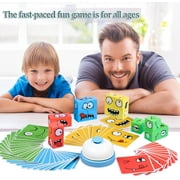 TAETOE Wooden Face Changing Magic Cube Game, Expression Puzzle Building Blocks Pattern Matching Game, Educational Puzzles Toy Board Games for Kids and Adults with Bell