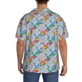 thumbnail image 3 of Lsque cartoon Elephant Print Men's Cuban Collar Short Sleeve Shirt Summer Beachwear Casual Button Down Fashionable Vacation Leisure Shirt-3X-Large, 3 of 5