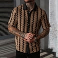 thumbnail image 5 of FRSASU Men's Summer Striped Shirts Casual Button Down Textured Short Sleeve Collared Vintage Beach Shirts Brown, 5 of 7