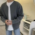 thumbnail image 3 of Cárdigan de punto de moda de otoño e invierno para hombre, suéter de color sólido, estilo casual holgado, 3 of 6