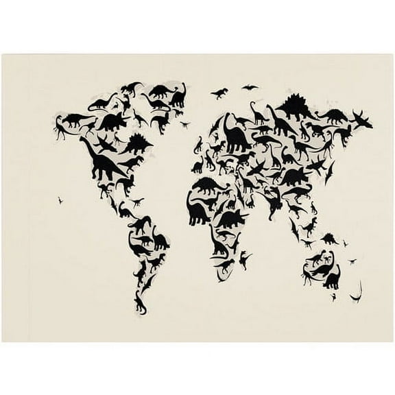 Trademark Art 'Dinosaur World Map' Canvas Art by Michael Tompsett