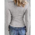 thumbnail image 3 of Rdhnmea Women Solid Color Ribbed T-Shirts Long Sleeves Slim Fit Casual Tops, 3 of 5
