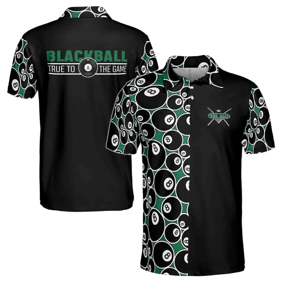 Personalized Black Green Billiard 8 Blackball Pool Team 3D Polo Shirt Size S-5XL