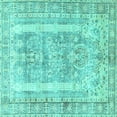 thumbnail image 1 of Ahgly Company Indoor Square Persian Turquoise Blue Traditional Area Rugs, 7' Square, 1 of 4