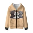 thumbnail image 5 of Yuyamidu Cat Hoodie for Girls 6-7 Cute Fleece Zip Up Jacket Lightweight Athletic Hooded Sweatshirt Soft Warm Winter Clothes School Outdoor Workout Outfits Light Brown, 5 of 8