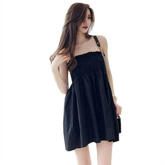 AMERTEER Clearance!Women‘s Strapless Dress Bathing Suit Coverups Elastic Ruched Tube Top Beach Mini Dress
