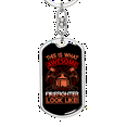thumbnail image 5 of Awesome Firefighter Looks Like Stainless Steel or 18k Gold Premium Swivel Dog Tag Keychain, 5 of 10