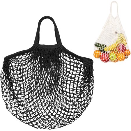 1-Pack Cotton Mesh Bag Reusable Washable Mesh Net String Grocery Bags Reusable Produce Bags with Handle Net Tote Bag for Fruits/Vegetables Shopping