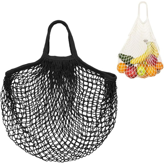 1-Pack Cotton Mesh Bag, Reusable Washable Mesh Net String Grocery Bags, Reusable Produce Bags with Handle, Net Tote Bag for Fruits/Vegetables Shopping