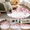 thumbnail image 6 of Pink Eucalyptus Leaves Large Area Rugs for Bedroom Living Room, Soft Non Slip Carpet Bedside Rug, Summer Botanical Watercolor Round Floor Cover Kitchen Accent Rug 3.3' for Dining Room/Office, 6 of 9