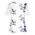 thumbnail image 5 of Hauts d'Été pour Femmes 2023 Mode Décontractée Grande Taille Dentelle Col en V Manches Courtes Blouse T-Shirt Hauts Dentelle Col en V Chemises Oversize pour Femmes, 5 of 5