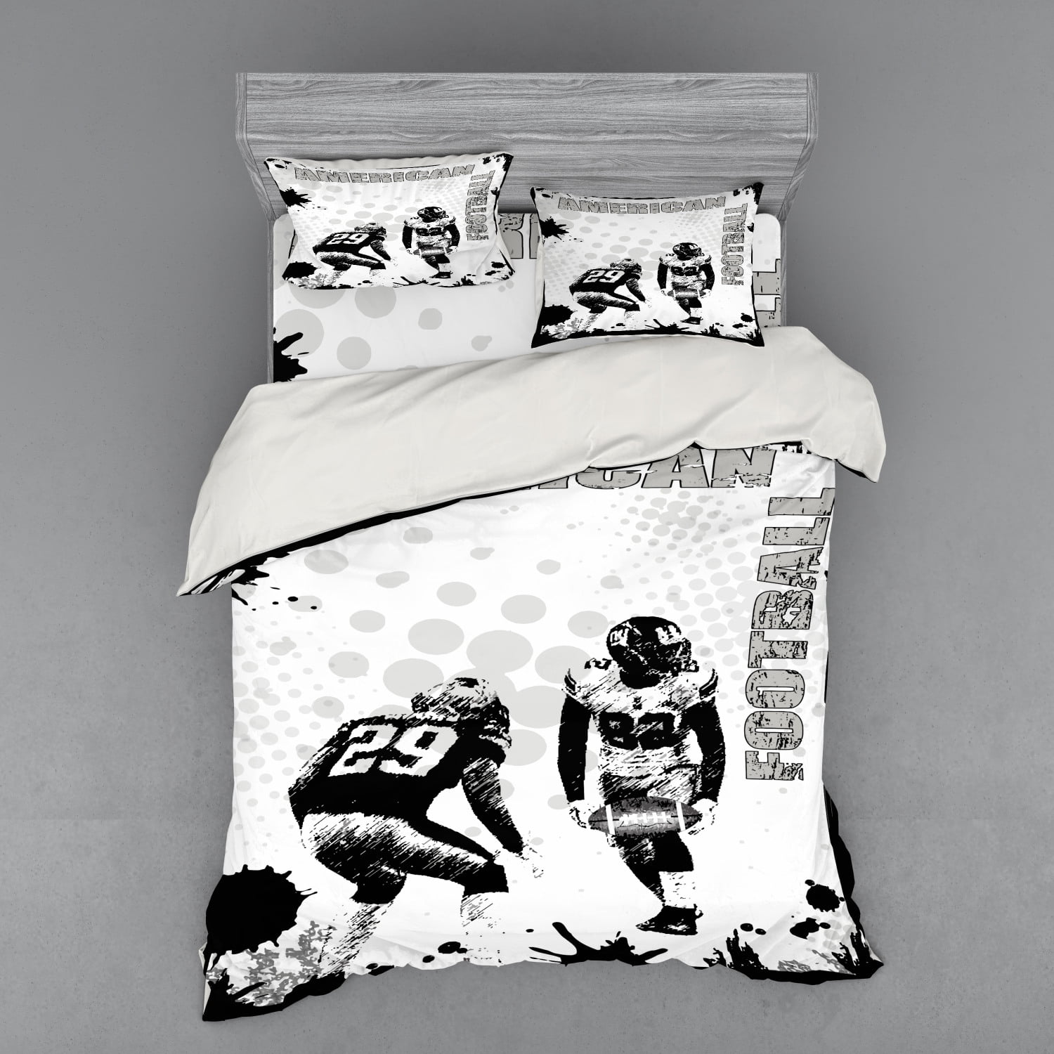 Sports Duvet Cover Set, Grungy American Football Image International Team World Cup Kick Play
