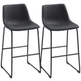thumbnail image 1 of HOMCOM Bar Stools Set of 2, Bar Height Barstools with Back, Dark Brown, 1 of 10