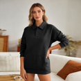 thumbnail image 2 of Stralyhd Womens Sweatshirts Loose Fit Polo Neck Long Sleeve Button Pullover Tops Fall Trendy Outfits Clothes Black XXL, 2 of 5