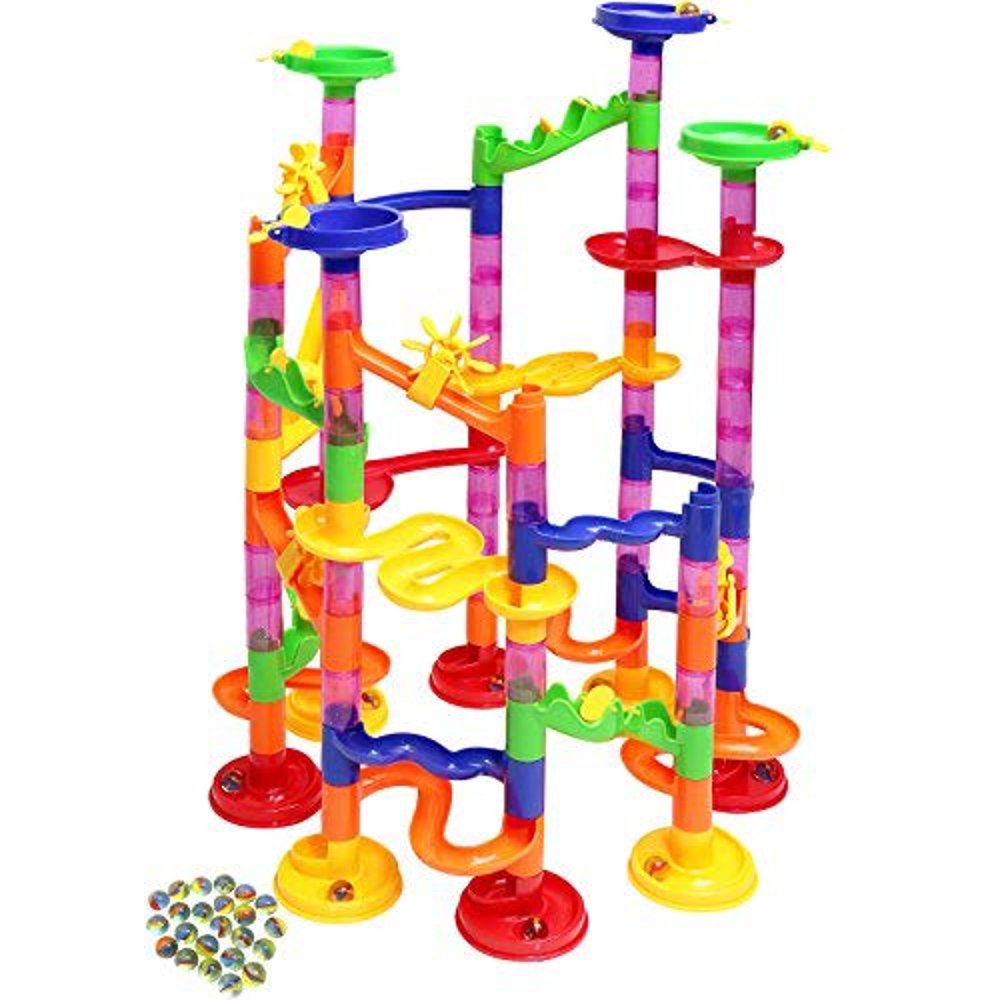 Kiddie Play Marble Run Set For Kids (75 Translucent Marbulous Pieces 30 Glass Marbles) Walmart