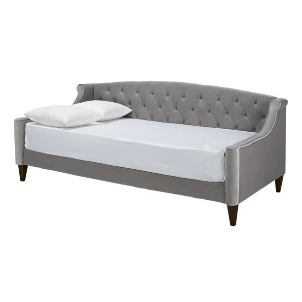 Lucy Upholstered Button Tufted Sofa Bed, Opal Grey