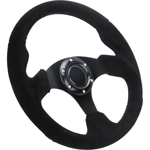 Universal Car Racing Steering Wheel Suede Leather 320mm Flat Sports Wheel with Horn Button