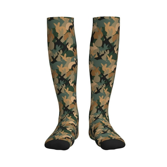 Rateoe Camouflage Rabbit Compression Socks for Women and Men 20-30mmHg-Circulation Support Socks Knee High Nurse Pregnant Running Medical and Travel Athletic