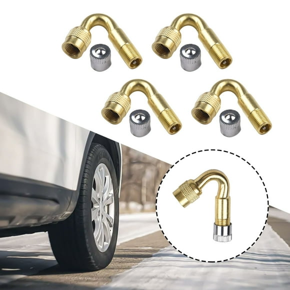 4pcs Valve Stem Extension Universal 45° Metal Wheel Tyre Valve Extension Adapter For Car Truck Lorry Van Gold