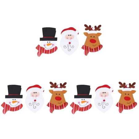 Jiyike 9 pcs Kitchen Tableware Holders Christmas Tableware Covers Adorable Party Decor (Santa Claus + Snowman + Reindeer)