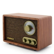 LoopTone AM FM Radio for Home,Classic Retro Radios with Bluetooth Play Mp3,Vintage Wood Table Radio with Treble Bass Control for Kitchen Living Room with Rotary Knob