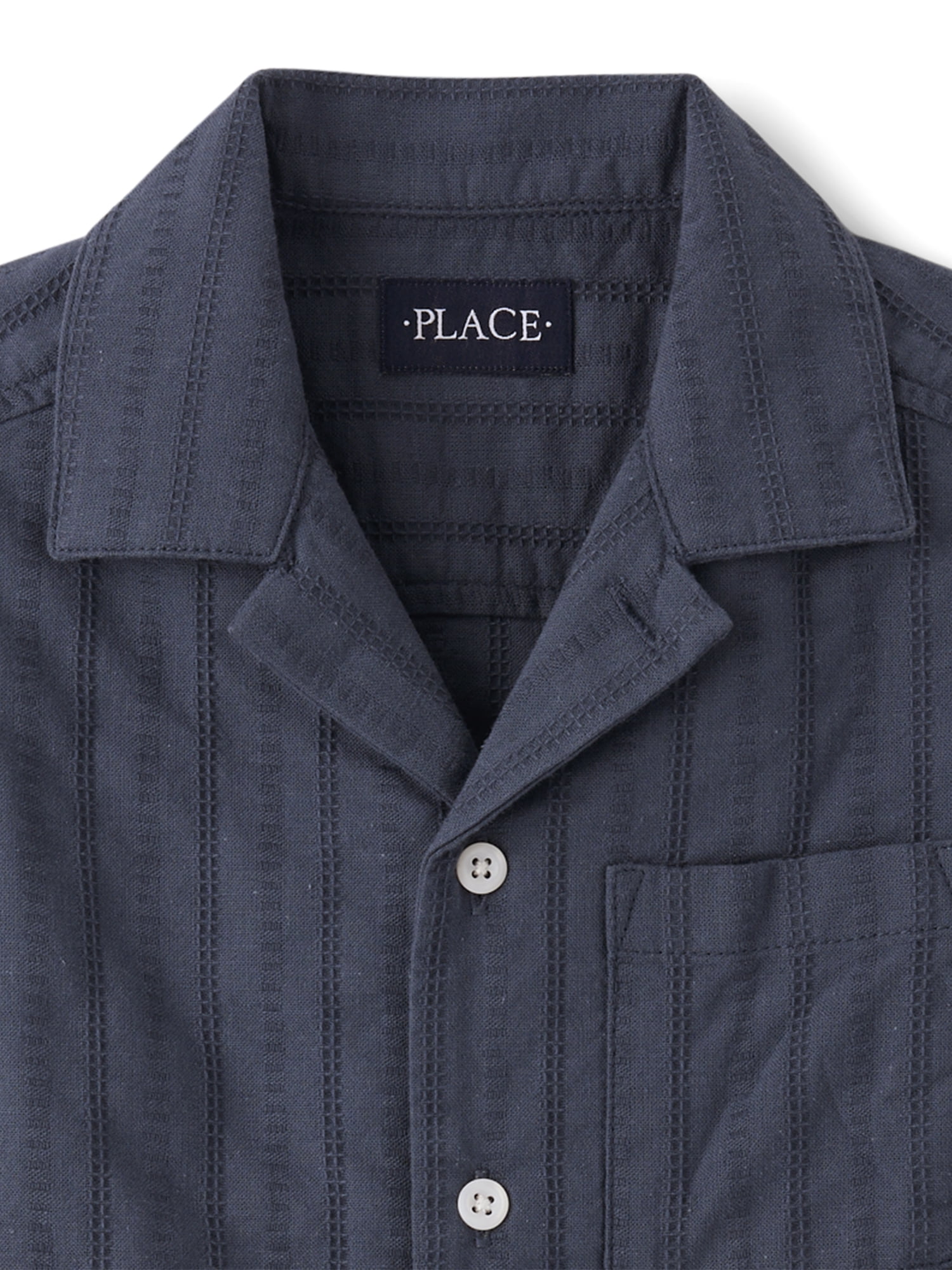 The Children's Place Boys Short Sleeve Textured Plaid Button Up Shirt, Sizes XS-XXL