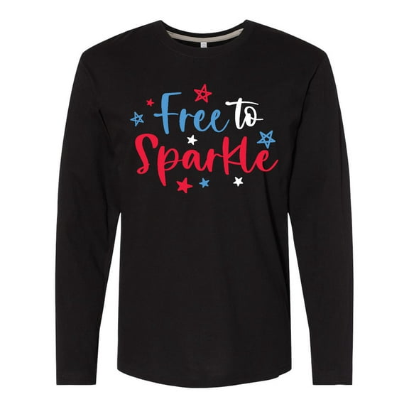 Inktastic 4th of July Free to Sparkle in Red White and Blue Long Sleeve T-Shirt